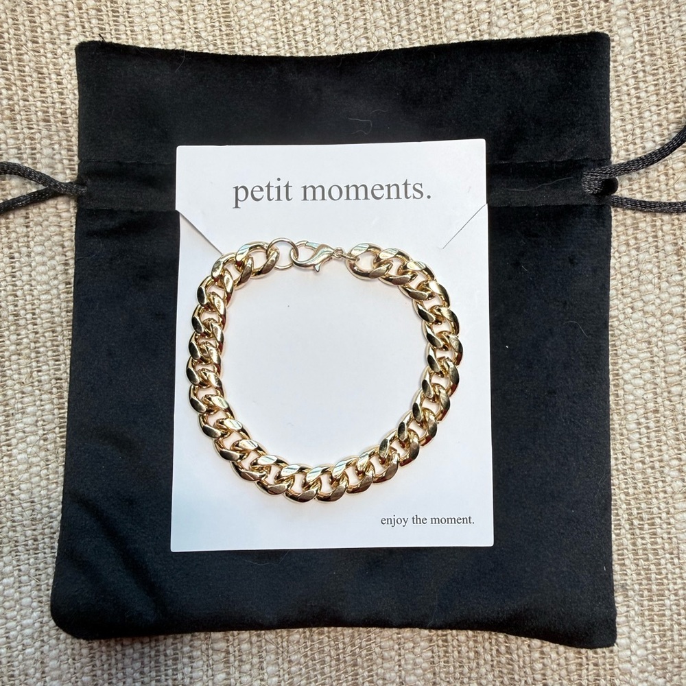 Petit Moments Gold Chunky Curb Chain Bracelet 7”